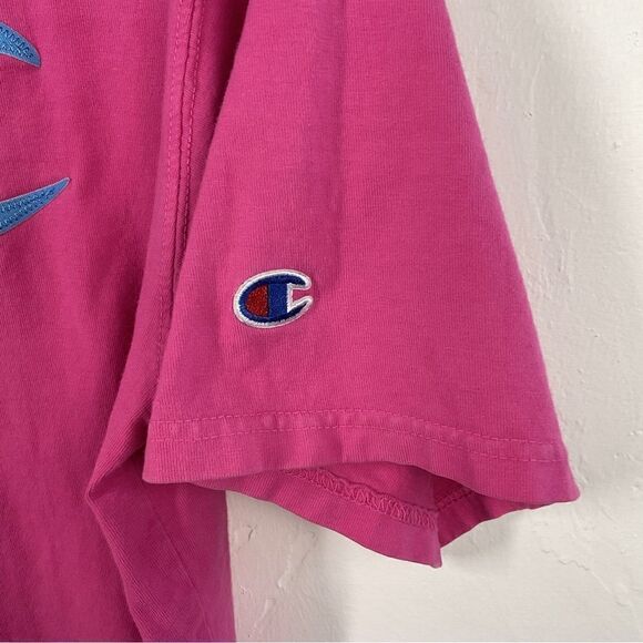Champion Pink Reverse Weave Big C Short Sleeve T-Shirt Large - Picture 3 of 6